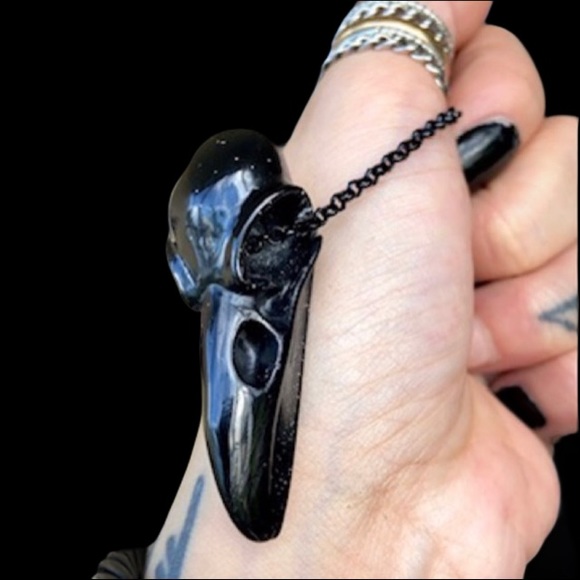 Black stainless steel chain + black raven skull - Picture 7 of 11